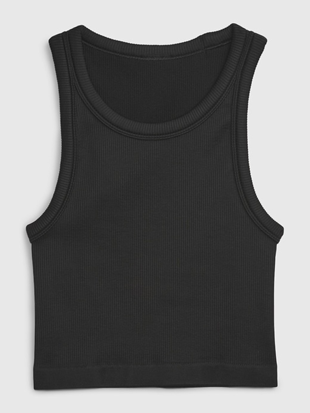 GapFit Seamless Rib Crop Halter Black Tank Top - Medium